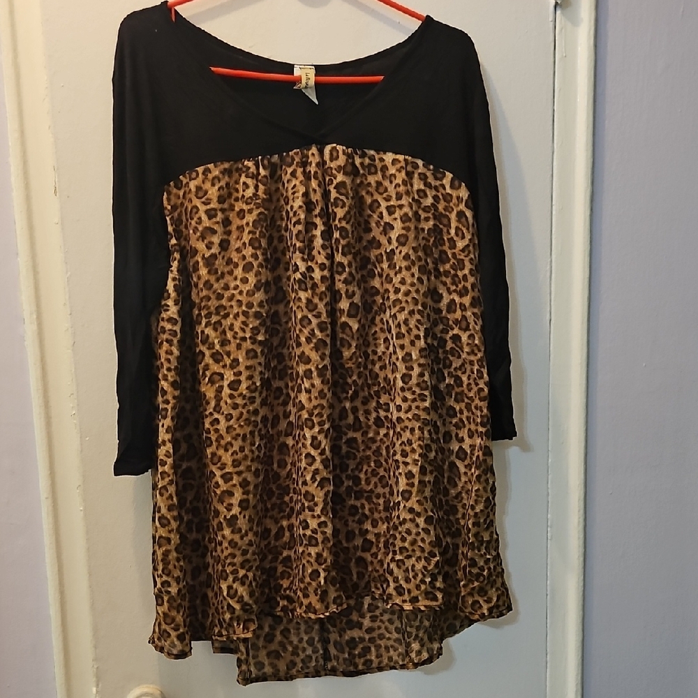 Leopard Print and Black Women's Top